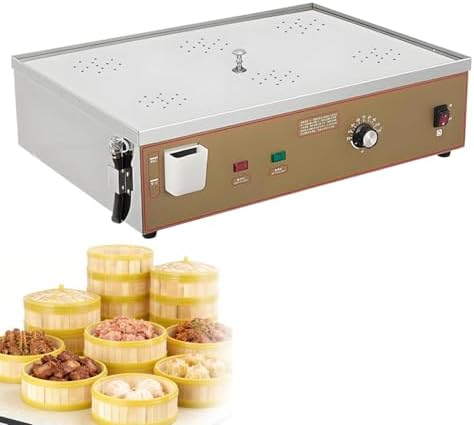 Commercial Dim Sum Steamer with Dry Boiling & Water Shortage Alarms, Ideal for Restaurant & Home Cooking, 4 Holes Design (Steamer Basket Not Included)