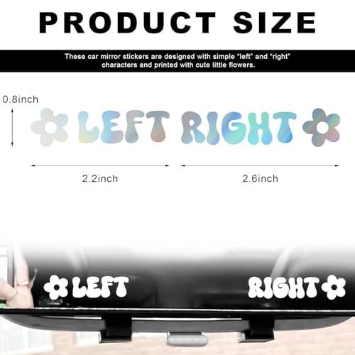 Image of Left Right Car Sticker, Beautiful Rear View Mirror Decor Waterproof Vinyl Sticker, Cute Left Right Auto Window Decal Vanity Mirror Decoration for Women Girl, Car Accessories (Colorful)
