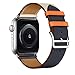 MroTech 38mm/40mm Leather Band Single Tour Men Women Loop Leather Replacement Wristband Compatible with iWatch Series 4 40 mm and 38 mm Series 3 Series 2 Series 1, Indigo/White/Orange