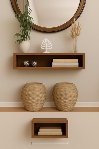 Image of Solid Wood Entertainment Floating Tv Unit for Living Room | Floating Media Tv Cabinet | Natural Finish Color and Size Off (Natural, Small 40 CM)
