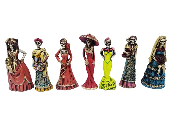 Decoración Exterior, Guild Catrinas Artesanales Mexicanas Resina Set 7 Unidades