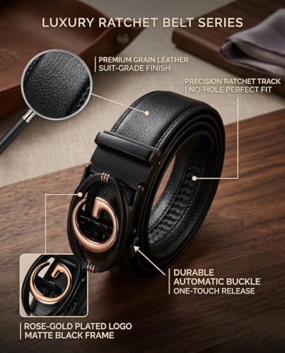 Image of WildHorn Men's Genuine Leather Belt for Men| Premium Auto-Lock Buckle | Adjustable up to 48 inch | Formal & Casual Wear | Micro-Adjust Fit | Stylish Gift Box Included