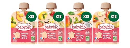 Babybio - Gourdes Multiparfums fruits - BIO - 6+ mois - 8x90g - Lot de 6