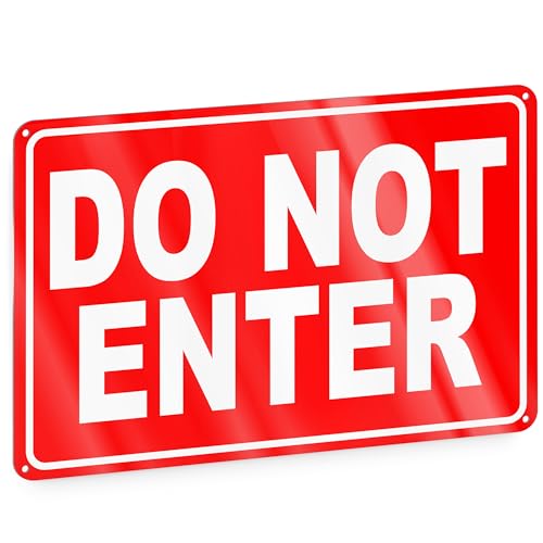 Do Not Enter Sign 8x12 Inch Reflective Aluminum, No Entry Keep Out Warning Sign with Pre-Drilled Holes, Lightweight Metal Sign for Doors, Gates, Fences, Indoor and Outdoor Use