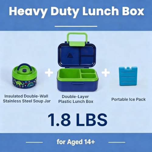 Image of Bento Lunch Box 1283ML / 43 oz with 391 ML / 13 oz Food Jar, Ice Pack