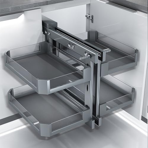 SJDUYD Organizador extraíble para gabinete de esquina ciega de cocina con 4 cestas, organizador de gabinete deslizante, organizador de almacenamiento extensible para gabinete de despensa 900