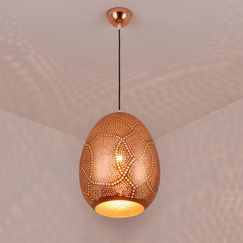 Suspension moderne en fer ajouré E27 solution éclairage géométrique sans encombrement 20x27cm