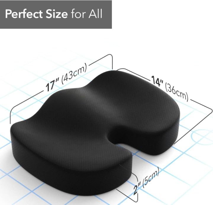 Image of DEBIK Coccyx Seat Cushion with Orthopedic Gel Memory Foam Tailbone & Lower Back Pain, U-Shaped Hip Support Pillow for Chairs - Upto 120 kg (Black)