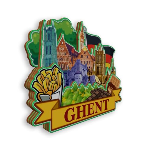 Imán Decorativo de Madera para Refrigerador Ciudad Gante Bélgica miniatura 2