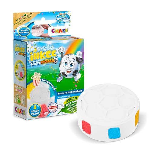 INKEE Foamy Football, 6 Bombas de baño para niños con forma de Balón y efecto de colores, con aroma a palomitas de maíz, 6x60g, Sin Gluten - imagen 2
