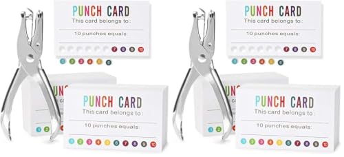 Image of ONEDONE Punch Cards (Pack of 400) Reward Punch Cards for Classroom Behavior Incentive Awards for Kids Students Teachers Home Classroom School Business Loyalty Gift Card - 3.5 inch x 2 inch