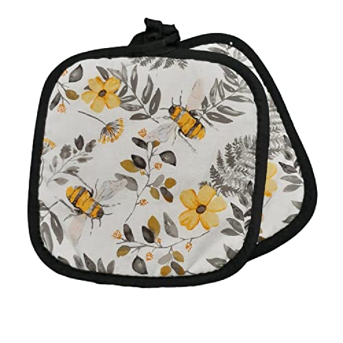 Nature Theme All Seasons Things Creatures Kitchen Decor Print Potholder Pot Holder (Bees And Flowers) #TOP6