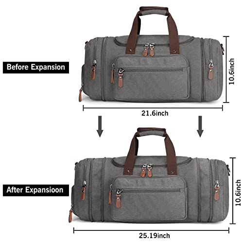 Image of Duffle Bag for Men 45L /55L Canvas Travel Bag with Shoe Compartment Waterproof Weekender Overnight Bag Duffel Bag, Grey, Duffle Bag for Travel With Shoe Compartment