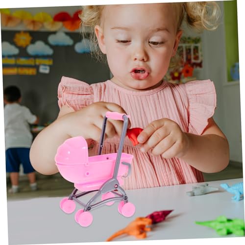 NOLITOY Mini Puppenwagen für Puppenhaus Simulierter Kinderwagen Zubehör für Rollenspiele Leichtes und Sicheres Material Hand Augen Koordination Fördernd – Bild 5