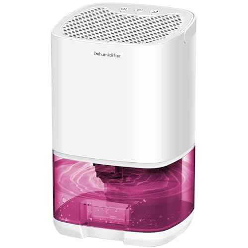 Small Dehumidifier with LED Light, Dehumidifiers for Bedroom Bathroom Basements Closet RV Purple