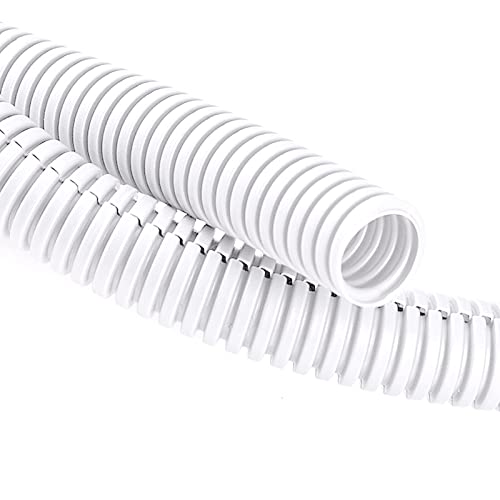 Image of 20FT 1 /4in Wire Loom Split Tubing Auto Wire Conduit Flexible Cover White