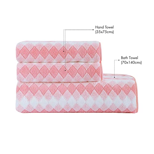 Image of Spread Spain Microfiber Hand Towels, Set of 2, 360 GSM, Super Soft & Highly Absorbent, Hand Towel for Gym & Workout Towels, Hanging Loop, 40x60cm (Pink)