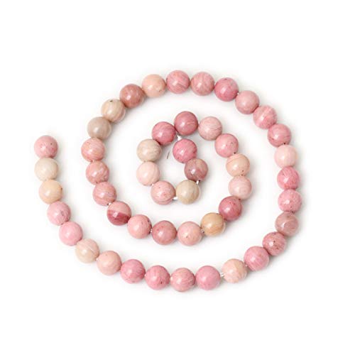 Cheavian 45Pcs 8Mm Natural Rhodochrosite Gemstone Smooth Round Loose Beads For Jewelry Making Diy Findings 1 Strand 15" #TOP1