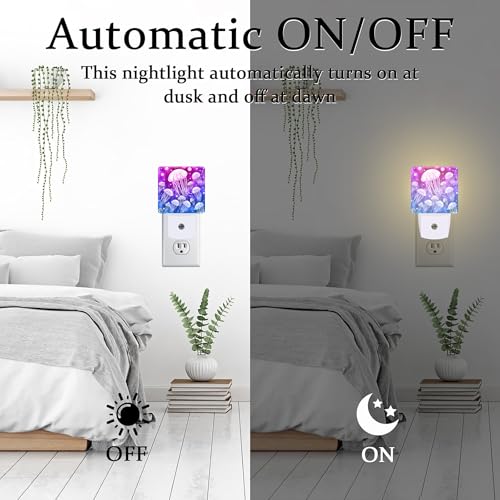 Image of Magic Fantasy Jellyfish Night Light, Glow Jellyfish Marine Life Dusk to Dawn Night Light Plug in, 0.5W Energy Saving Sleep Friendly NightLight for Kids Boys Girls Home Decor