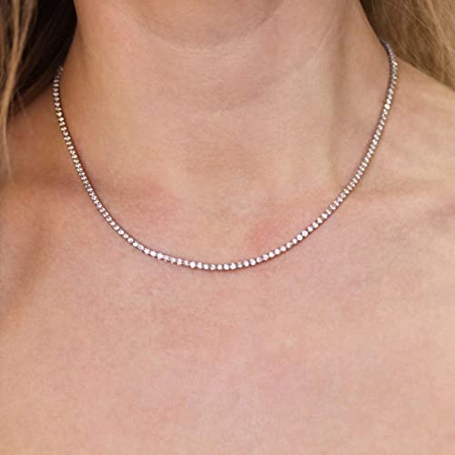 Solid 14k White Gold Classic Riviera 