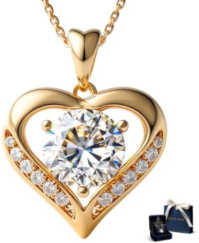 Anniversary Necklace for Women – Gold Necklaces for Her – Moissan...