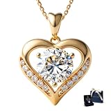 Anniversary Necklace for Women – 14k Gold Over Sterling Silver Pendant – 2 Carat Moissant Womens Necklace - Jewelry for Girlfriend - Graduation Birthday Gift for Wife or Daughter
