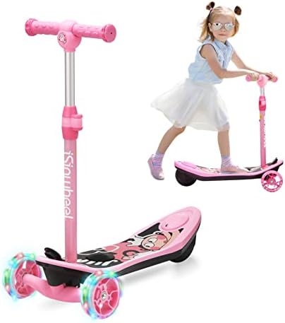 isinwheel Mini Electric Scooter for Kids Ages 3-12, 3-Wheel Electric Scooter for Toddler Boys/Girls, Electric Kick Scooter for Kids with Long Battery Life, Flashing LED Wheels, 3 Adjustable Height