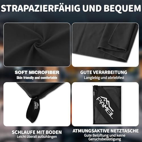 Pameil Mikrofaser Handtuch 3er Set (160x80cm Groß Badetuch +2 Stück 80x40cm Klein Handtuch)… – Ansicht 5