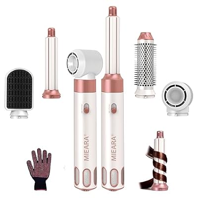 MIEARA 5 in 1 Blow Dryer Brush Set Negative Ion Hair Dryer Brush 5 in 1 Hair Styler Air Styler Curling Wrap, Blow Dryer Curler Hair Dryers for Women for Fast Drying, Smoothing, Curling & Volumizing