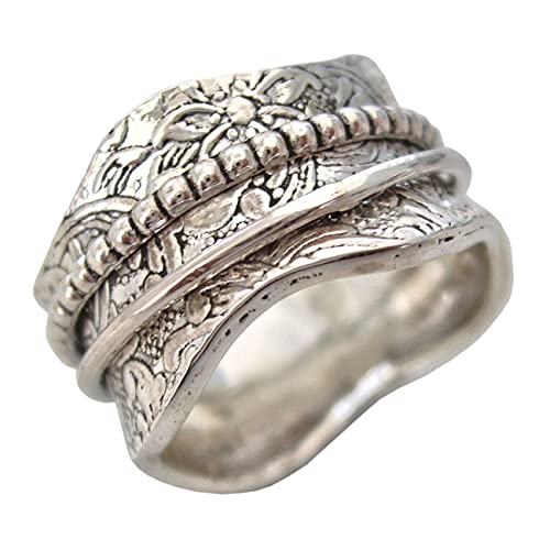 Energy Stone KÜNSTLER 2 Drehringe aus Sterlingsilber mit...