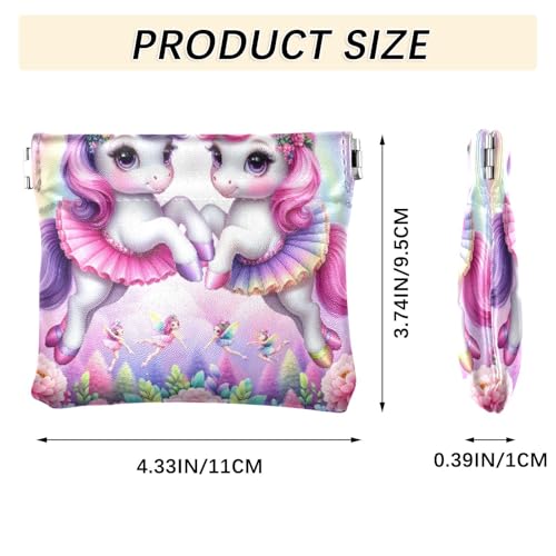 Cute Horse Ballerinas Coin Purse Leather Pouch Change Purse, Squeeze Coin Pouch for Cards, Keys & Lipsticks, Unisex3