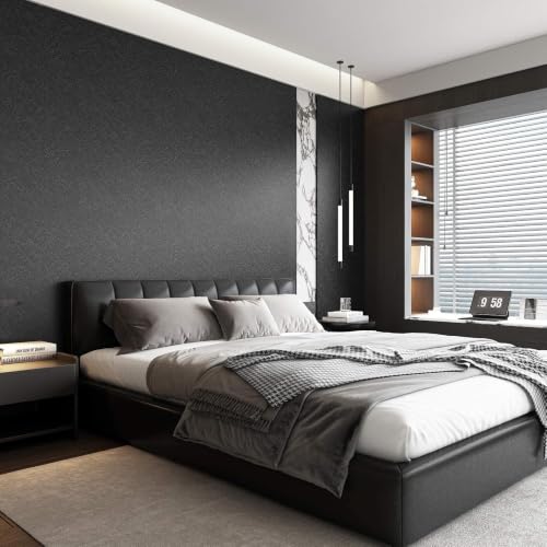 Image of 45x300 Cm Silk Black Wallpaper for Walls Waterproof Vinyl Film Self Adhesive Peel & Stick 3D Embossed Hexagon Design Kitchen, Cabinet, Furniture PVC Lamination Roll