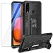 Produktbild YIRSUR Samsung Galaxy A20s Hülle mit Panzerglas Schutzfolie, Armor Stoßfest Silikon TPU Bumper Hard PC Handyhülle Schutzhülle, Ständer eingebautem Case Cover für Samsung Galaxy A20s Schwarz