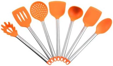 Kitchen Utensil Set - 7 Cooking Utensils Set- Silicone Kitchen Utensils - Nonstick Cookware with Spatula Set - Kitchen Tools Kitchen Gadgets,Orange