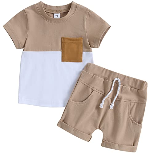 Image of Mubineo Infant Toddler Baby Boy Summer T Shirt Shorts Outfits Short Sleeve Tee Tops Clothes Set