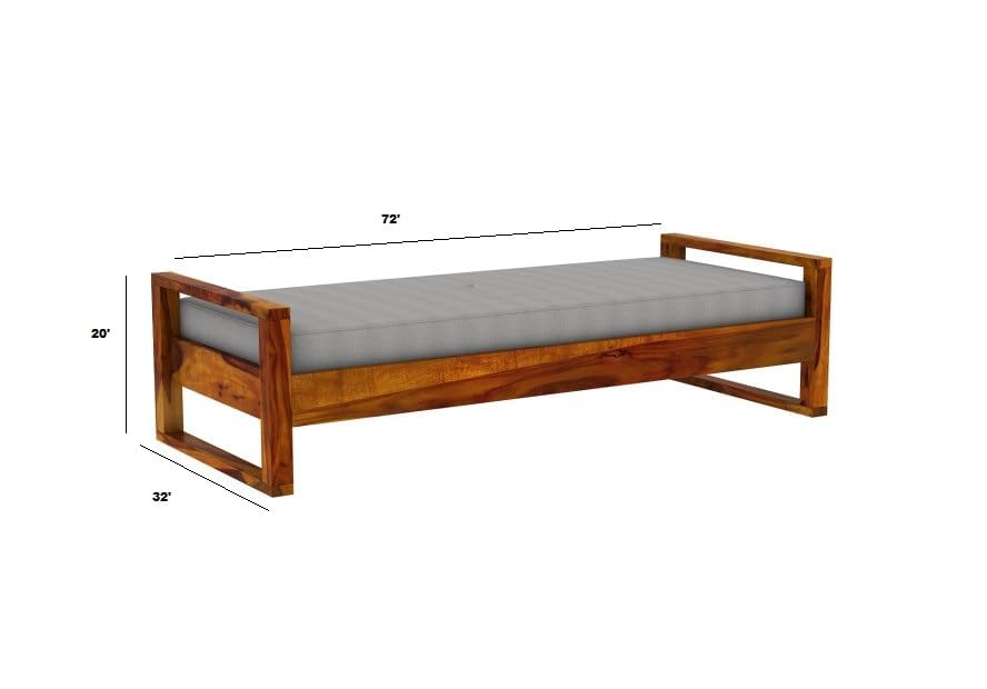 Image of CRAFT D ARTS Solid Sheesham Wooden Diwan Bed for Living Room & Bed Room Furniture | Wooden Diwan /Single Bed, Mattress Not Included | Honey Finish