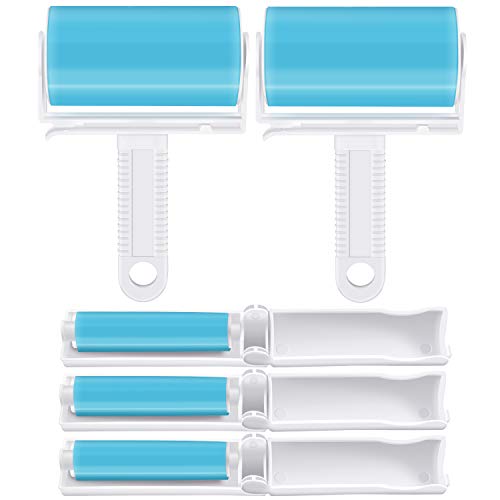 5 Pieces Pet Hair Remover Dog Lint Remover Reusable Washable Pet Lint Roller for Animal Hair, Clothes, Car Seats, Bedding (Blue)