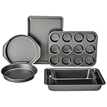 Amazon Basics 6 Piece Nonstick, Carbon Steel Oven Safe Bakeware Set, 16.25 x 11.75 x 6.25 inches