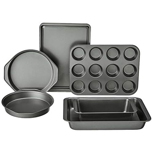 Amazon Basics 6 Piece Nonstick, Carbon Steel Oven Bakeware Baking Set, 40.5 cm x 28.5 cm x 15 cm