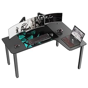 It’s_Organized L Shaped Gaming Desk, 60 Inch Corner Computer Desk, Study Writing Desk, Ergonomic Gaming Table Workstation with Large Mouse Pad, Sturdy Metal Frame, Easy to Assemble, Right Side Black