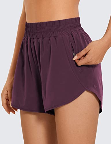 Image of CRZ YOGA Dolphin Athletic Shorts 3 inch | High Waisted, Mesh Liner, Quick Dry, Lightweight, A Zip Pocket, for Women