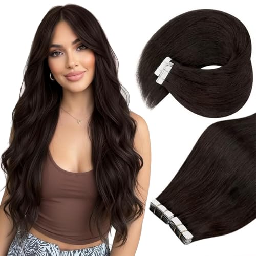 Image of Ve Sunny Hair Tape in Hair Extensions Chocolate Brown | Hair Tape Extensions,18Inch 50g 20Pcs,Silky Smooth,for Daily Wear