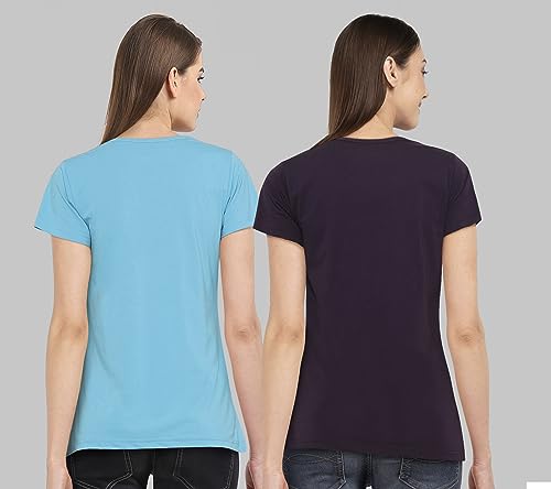 Image of Combo Women's T-Shirts, Cotton Half Sleeves Round-Neck Printed T-Shirt for Girls, & Women Tees (Pack of 2) 960-980-