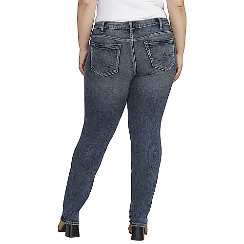 Silver Jeans Co. Women's Plus Size Suki Mid Rise Curvy Fit Straight Leg Jeans, Med Wash ECF3853