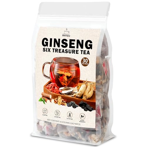 Ginseng Six Treasures Tea, Traditional 7-Herb Chinese Herbal Blend with