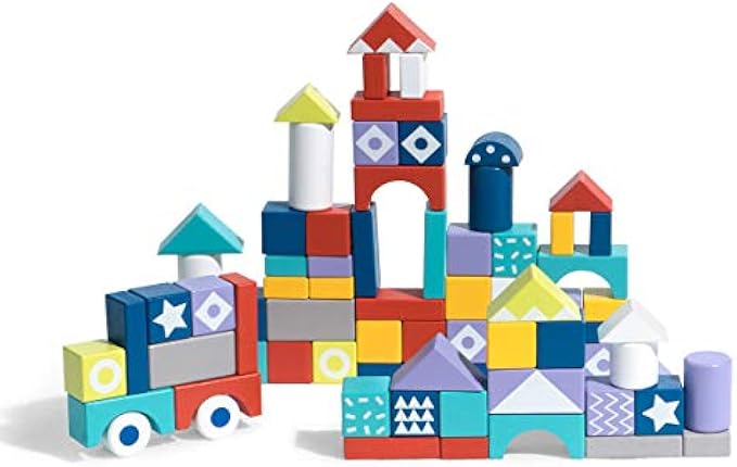 ROBUD Wooden Building Blocks Set for Toddlers Kids, Montessori Toy Gift for Boys and Girls Ages 3-8 Years Old - 60 PCS