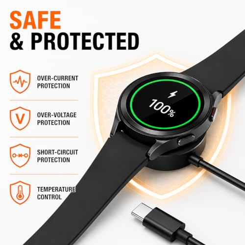 Image of Mizi USB-C Charger for Samsung Galaxy Watch 8 /8 Classic /Ultra /7 /6 /5 /4 /3 /Active 2 /1, Magnetic Fast Charging 3.3FT Cable - Black