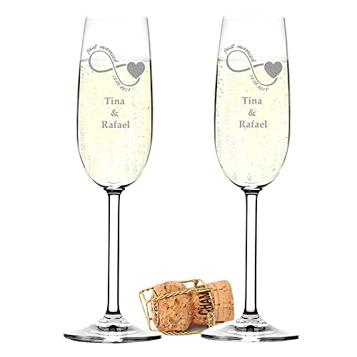 polar-effekt 2 bicchieri da spumante con incisione di nome e data, bicchieri prosecco, calici da champagne – Set regalo per matrimonio come idea regalo per regali in denaro per anniversario di