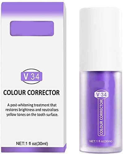 V34 Color Correction Tooth Whitening Sensitive Tooth Toothpaste, Tooth Cleaning Toothpaste Tooth Whitening Enamel Care Toothpaste Stain, Powerful Decontamination Whitening Toothpaste (1pcs Purple)