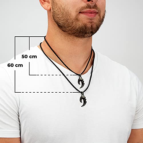 Serasar Mens Leather Necklace Leather Chain With Pendant - 60Cm Black - Leather Cord Necklet With Mens Jewelry Box - Genuine Leather - Mens Gift - Mens Leather Necklace #TOP3